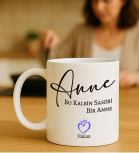 BK Gift Kişiye Özel Kalplerin Sahibi Anne Tasarımlı Beyaz Kupa Bardak-2, Anneye Hediye, Anneler Günü Hediyesi