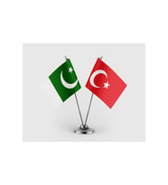 Pakistan Bayrağı ve Türk Bayrağı İkili Saten Masa Bayrağı Takımı