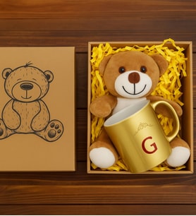 Ayıcıklı Kutuda Peluş Şirin Ayıcık Ve Kupa
