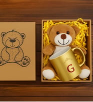 Ayıcıklı Kutuda Peluş Şirin Ayıcık Ve Kupa