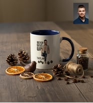 Kişiye Özel Karikatürlü Never Give Up Motivasyon Kupa Bardak Doğum Günü Hediyesi