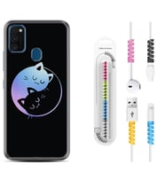 Samsung M21 M22 M23 M30 M31S M32 Kılıf Kablo Koruma Spiral Silikon Love Cats 1604