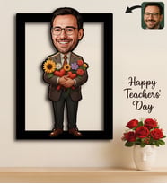 BK Gift Kişiye Özel Erkek Öğretmen Karikatürlü 3D Ahşap Tablo -11, Öğretmene Hediye, Öğretmenler Günü Hediyesi