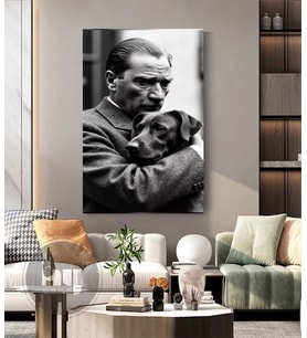 ATATÜRKÜN KÖPEĞİ FOKS KANVAS TABLO EV DUVAR SALON OFİS DÜKKAN HEDİYELİK DEKARASYON SÜSÜ