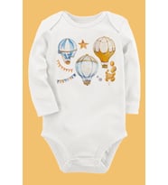 Organik Baskılı Pamuklu Unisex Bebek Body UZUNE160