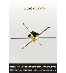Nova 6 Gold LED Tavan Avize – Kumandalı Dim Edilebilir – Aşağı Işık