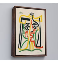 Çerçeveli Pablo Picasso - Jacqueline'in Hasır Şapkalı Tablo (Kahverengi)