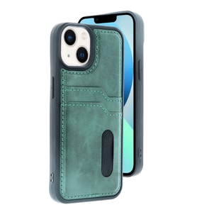 iPhone 14 Kılıf Sara Kartvizitli Deri Kılıf - Koyu Yeşil