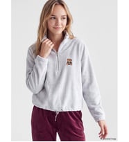 LCW Young Gri Atı Teddy Nakışlı Kadın Pijama Üst