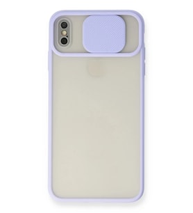 Mey İthalat® iPhone XS Max Kılıf Palm Buzlu Kamera Sürgülü Silikon - Lila