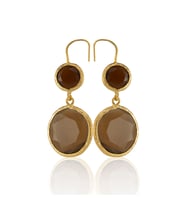 Kadir Jewellery 22 Ayar Altın Kaplama Kadın Taşlı Küpe -El İşçiliği Ve Hipoalerjenik Küpe
