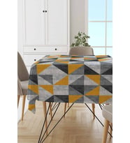 Sarı Geometrik Desen Dokuma Leke Tutmaz Masa Örtüsü MSO380