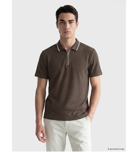 LCWAIKIKI Classic Kahverengi Polo Yaka Dokulu Erkek Tişört