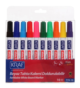 KRAF DOLDURULABİLİR BEYAZ TAHTA KALEMİ 10'LU SET 770-10