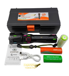 AVANTAJLI PAKET RT-063 B 60W 6000 Lümen Beyaz Lazer Fener - Yedek Pil Setli
