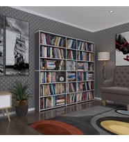 Kenzlife kitaplık süper ga 180*200*19 gri 6 katlı 3 bölme çift bölme opsiyonlu ofis mutfak banyo dolabı arkalıksız
