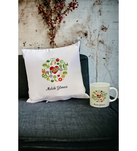 Diyetisyene Hediye Kupa Bardak ve Yastık Set 001 (Beyaz)
