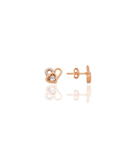 Gümüş rose zirkon taşlı birleşen kalpler küpe SGTL12770ROSE