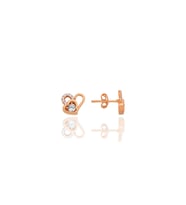 Gümüş rose zirkon taşlı birleşen kalpler küpe SGTL12770ROSE