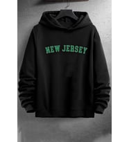 Unisex New Jersey Baskılı Sweatshirt (Siyah)