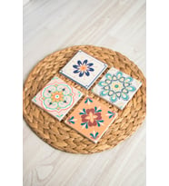 Doğal Taş Bardak Altlığı 4'lü Set 10x10x1 Cm Doğaltaş