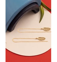 925 AYAR GÜMÜŞ SALLANTILI YAPRAK KÜPE (Gold)