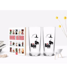 BK Gift Kişiye Özel Renkli Baskılı Godfather Baba Tasarımlı İkili Rakı Bardağı ve Rakı Cep Kitabı Hediye Seti-16 (Model 1)