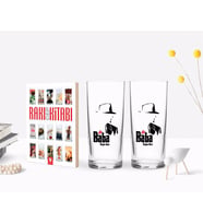 BK Gift Kişiye Özel Renkli Baskılı Godfather Baba Tasarımlı İkili Rakı Bardağı ve Rakı Cep Kitabı Hediye Seti-16 (Model 1)