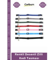 #Petshop Renkli Desenli Yumuşak Elastik Kumaş Emniyet Klipsli Fonksiyonel Şık Zilli Kedi Tasması