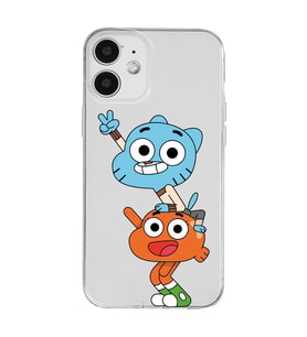 Iphone 12 Uyumlu Gumball & Darwin Tasarımlı Şeffaf Telefon Kılıfı