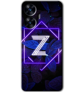 Realme C55 Kılıf HD Desen Baskılı Kılıf - Dark Neon Yaprak Z Harfi