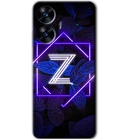 Realme C55 Kılıf HD Desen Baskılı Kılıf - Dark Neon Yaprak Z Harfi