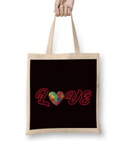 Love Autism Awareness Heart Puzzle Autistic Child Support Bez Çanta Uzun Saplı