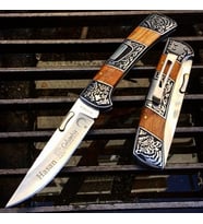 Kişiye Özel İsimli Columbia A3159-D 24 CM Ay Yıldız Baskılı Columbia Ahşap Çakı (Çok Renkli)