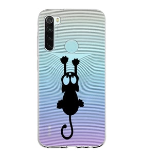 Xiaomi Redmi Note 8 Uyumlu Kapak Çizgi Kedi Tasarımlı Şeffaf Silikon Kılıf