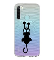 Xiaomi Redmi Note 8 Uyumlu Kapak Çizgi Kedi Tasarımlı Şeffaf Silikon Kılıf