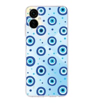 PrintiFy Tecno Camon 19 Neo ile Uyumlu 1mm Slim Fit Nazar Boncuğu 1 Baskılı Şeffaf  Kılıf