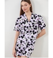 LCW Young Lila Mickey Mouse Baskılı Kadın Şortlu Pijama Takımı