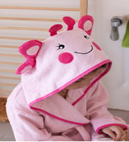 Zengin Home Kapüşonlu Çocuk Bornozu,Pamuklu,Kulaklı,Hayvan Figürlü-KELEBEK (Pembe)