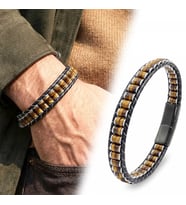 Moncuk Design Kaplan Gözü & Hematit Çelik Örgülü Deri Bileklik 33512B22D1