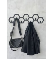 Petek Metal Duvar Askılığı - 7 Kancalı Duvara Monte Askılık (Siyah)