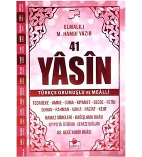 41 Yasin Türkçe Okunuşlu ve Mealli-Pembe Kapak Orta Boy