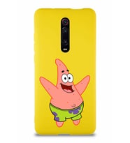 Xiaomi Mi 9T Soft Premier Kapak Patrick Yıldız Tasarımlı Silikon Kılıf - Sarı (Şeffaf)