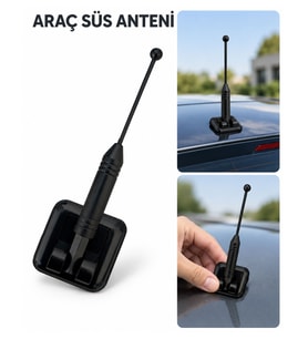 Otomobiller için süs anteni, Kolay kullanım, Her araca her yöne yapıştırmalı özellik, 12 cm