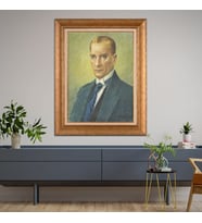 Altın Paspartulu Atatürk  Çerçeveli Tablo C1120 (Gold)