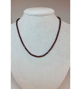 Lal - Granat - Garnet Taşı Rondela Faset Kesim 3.5*2.5mm Kolye (SABİT KLİPSLİ)