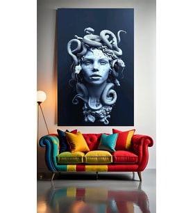 MEDUSA HEYKELİ V1 Ev Duvar Salon Güzellik Salonu Ofis Dükkan Dekarasyon Kanvas Tablo (Çok Renkli)