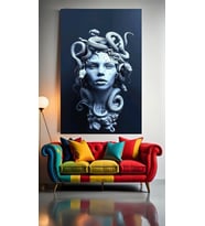 MEDUSA HEYKELİ V1 Ev Duvar Salon Güzellik Salonu Ofis Dükkan Dekarasyon Kanvas Tablo (Çok Renkli)