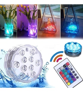 SUBMERSİBLE LED LİGHT IP68 REMOTE CONTROL 16 COLORS SU GEÇİRMEZ KUMANDALI IŞIKLI BARDAK ALTLIĞI RGB