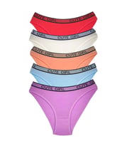 5 Adet Beli Yazılı Pamuklu Kalın Lastik Kadın Slip Külot